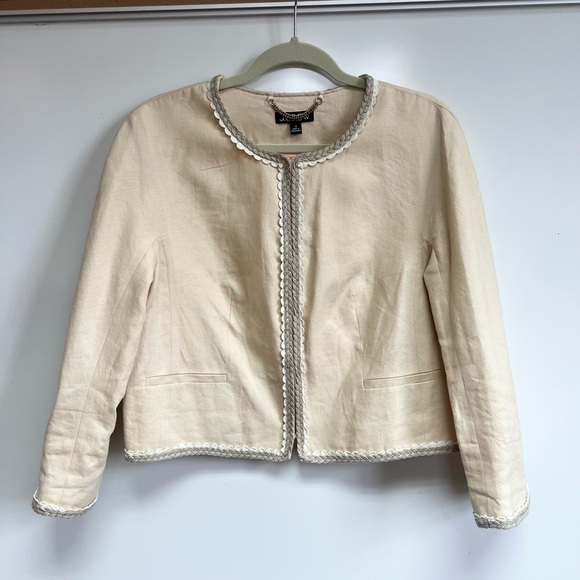 J. Crew Cropped Woven Linen Lady Jacket in Buff Clay - Picture 4 of 11